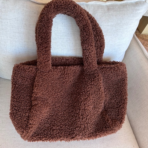 Teddy Sherpa Tote Bag, A New Day, Faux Shearling, Copper Brown, 17”X 10.5” X 5 - Picture 1 of 6